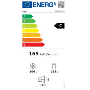 מקרר מקפיא תחתון 60 ס''מ שחור מטאלי מבית ASKO דגם RFN232041B מתצוגה