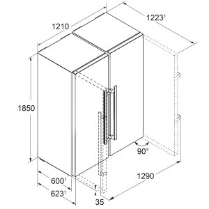 מקרר ‏דלת ליד דלת Liebherr SBSEF7242 ‏ציפוי שחור ליבהר מתצוגה