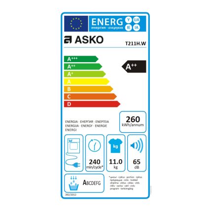 asko t211h w LABEL