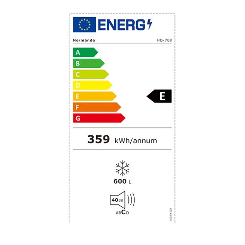 ND708 ENERGY LABEL מקרר / מקפיא ND-708 נורמנדה normande