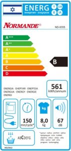 מייבש כביסה 8 ק"ג קונדנסור ND-9355 נורמנדה normande