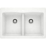 כיור מטבח BLANCO דיאמונד 210 כפול מסילגרניט לבן