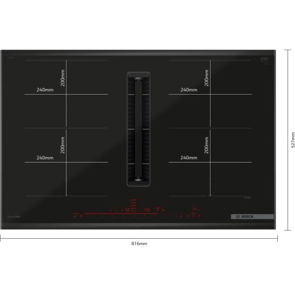 כיריים אינדוקציה Bosch PXX890D51E עם קולט אדים מובנה 80 ס"מ שחור