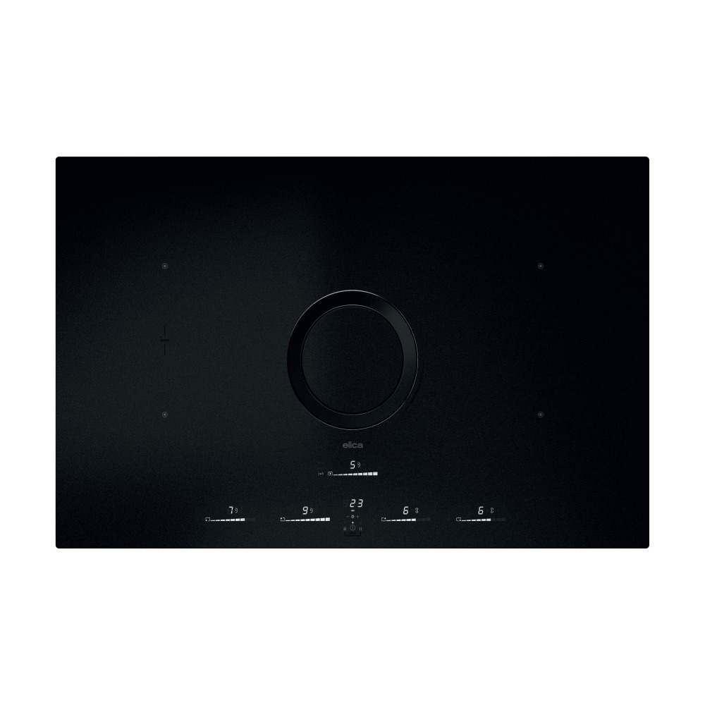 elica nikolatesla switch glow product כיריים אינדוקציה Elica NikolaTesla Switch Glow זכוכית שחורה עם קולט אדים מובנה