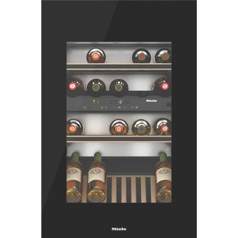 miele kwt 6422 ig 1 obsidian black glass product מקרר יין MIELE KWT 6422 iG-1 בנוי בזכוכית שחורה