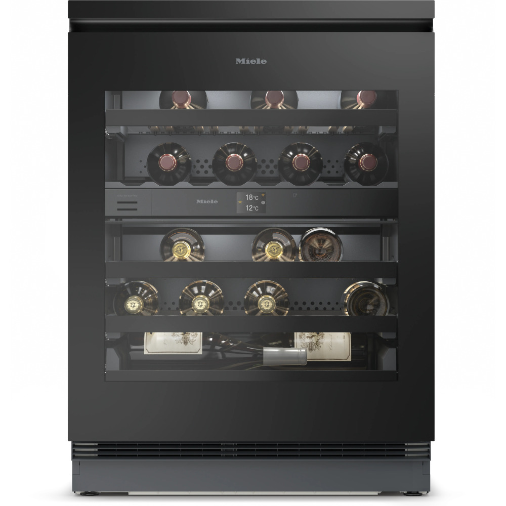 miele kwtus 7074 f product מקרר יין MIELE KWTUS 7074 F זכוכית שחורה אובסידיאן מובנה