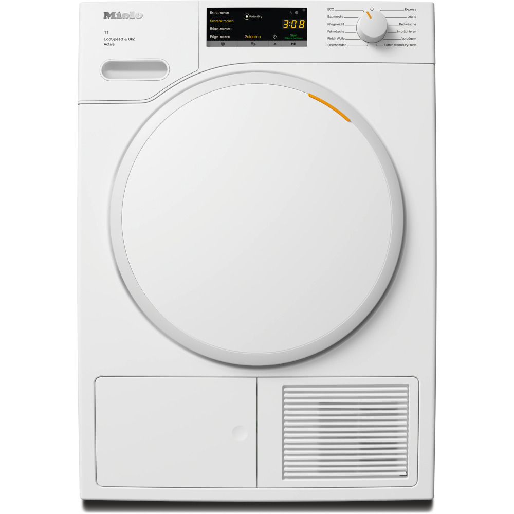 miele twa520wp 8kg active product מייבש כביסה Miele TWA520WP בצבע לבן עם דלת שקופה