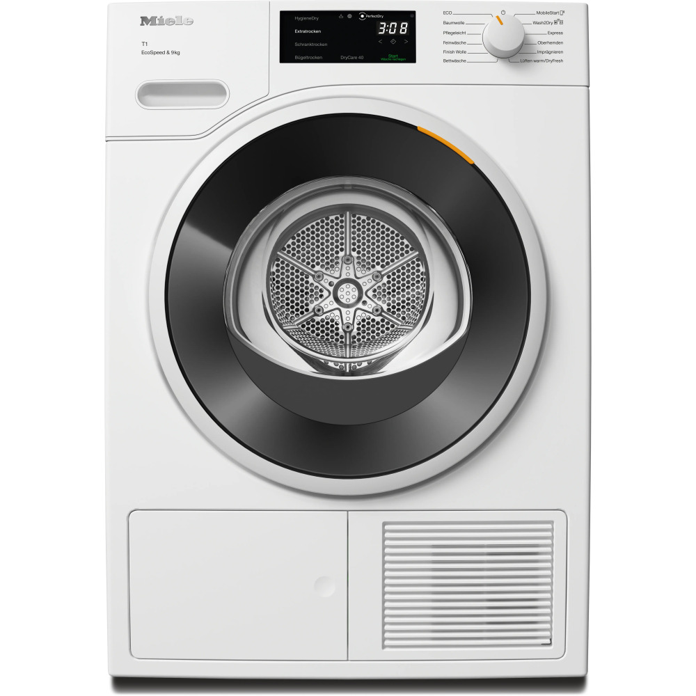 miele twd640wp 9kg product מייבש כביסה Miele TWD640WP 9 קילו לבן עם דלת שחורה