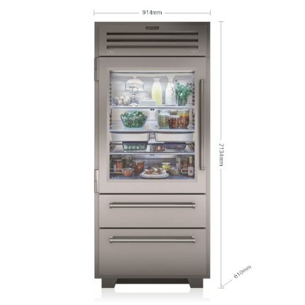 מקרר מקפיא Sub-Zero PRO Series עם דלת זכוכית דגם ICBPRO3650G