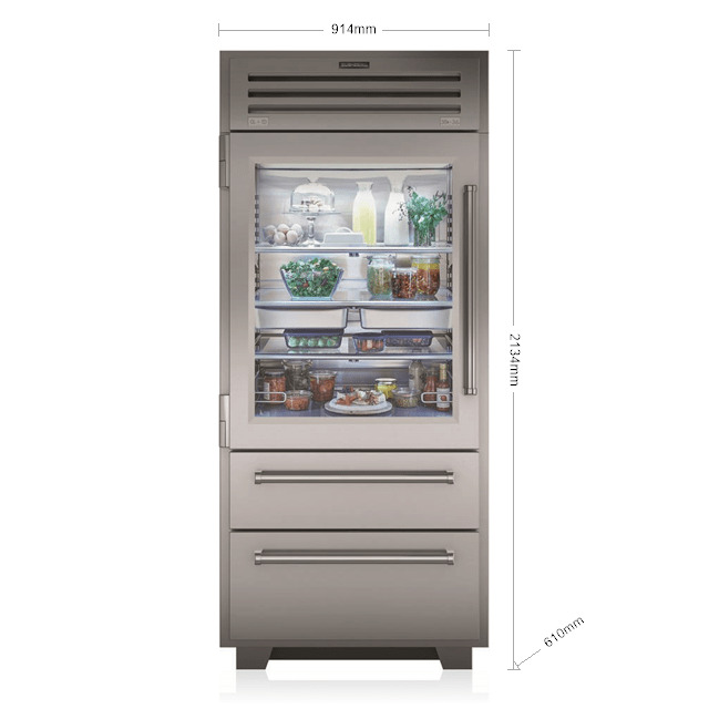 sub zero icbpro3650g product מקרר מקפיא Sub-Zero PRO Series עם דלת זכוכית דגם ICBPRO3650G