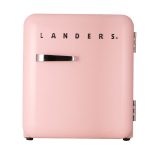 מקרר רטרו Landers LA46R 46 ליטר בצבע ורוד בייבי עם ידית נירוסטה