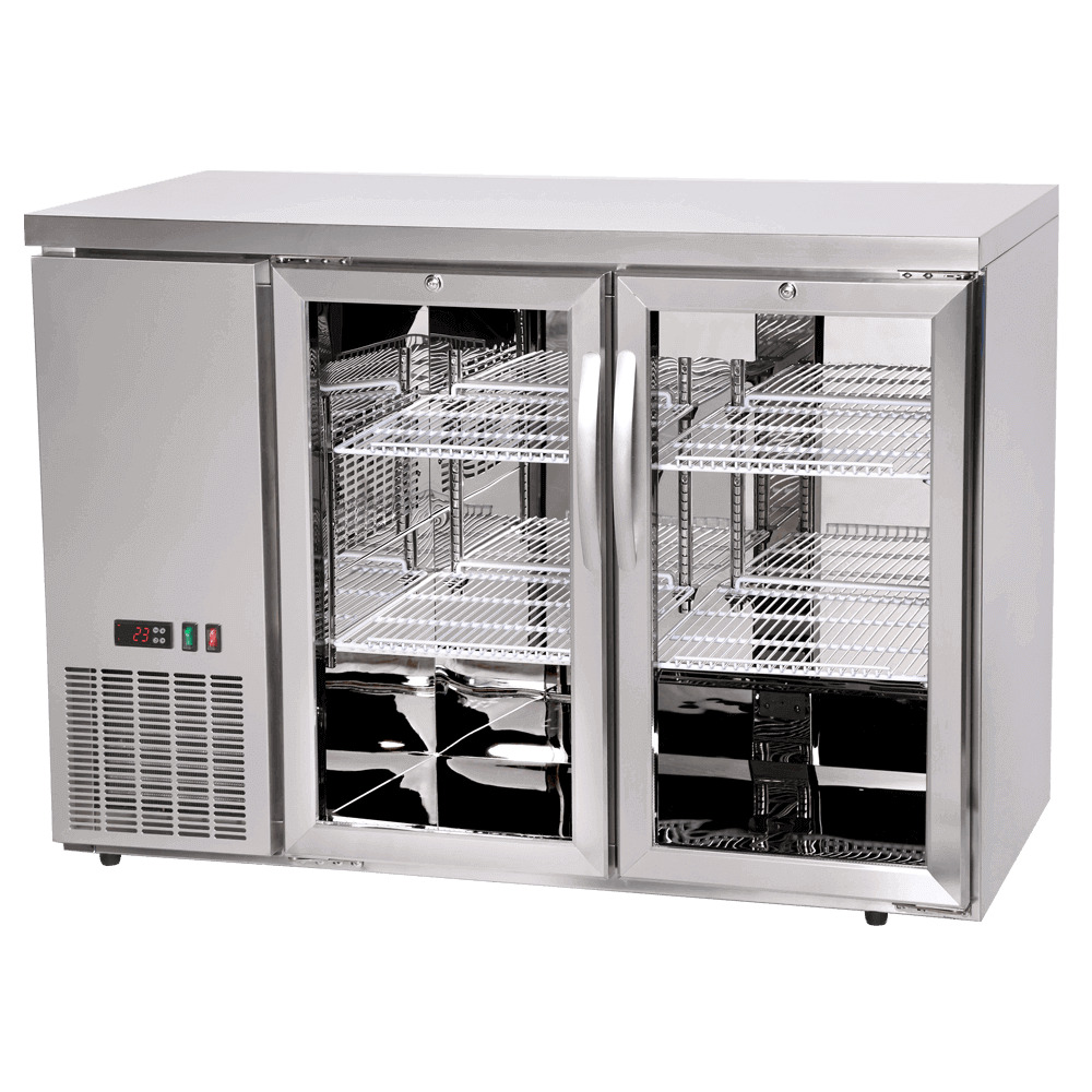 landers lg305h product מקרר תצוגה שתי דלתות נירוסטה Landers דגם LG305H – תמונה 1