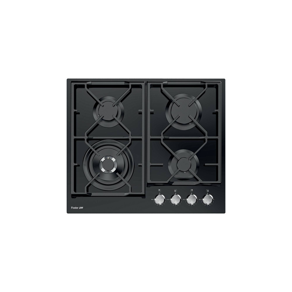 foster 4 burner gas hob black glass 7041632 product כיריים גז FOSTER 4 להבות זכוכית שחורה 600X510 מ"מ