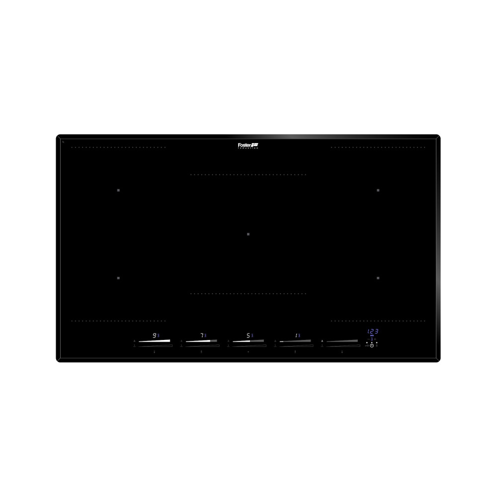 foster induction hob 5 zones flex product כיריים אינדוקציה FOSTER 5 איזורים עם 2 איזורי Flex מלאים זכוכית קרמית שחורה