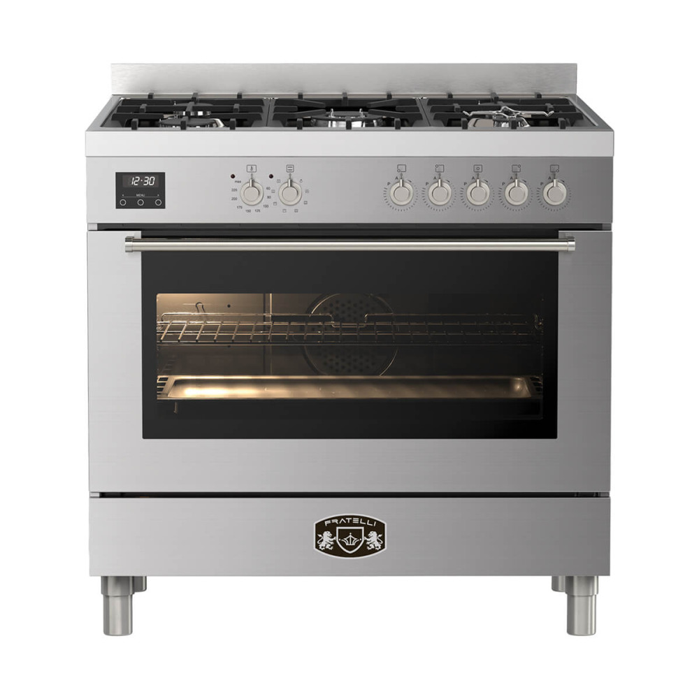 fratelli fro mi999x product תנור משולב כיריים 5 להבות גז 90 ס"מ Fratelli FRO-MI999X נירוסטה