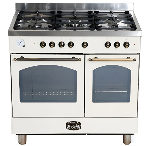 fratelli fro pr999dc product תנור כפול משולב כיריים גז 90 ס"מ Fratelli דגם FRO-PR999DC גימור קרם ברונזה