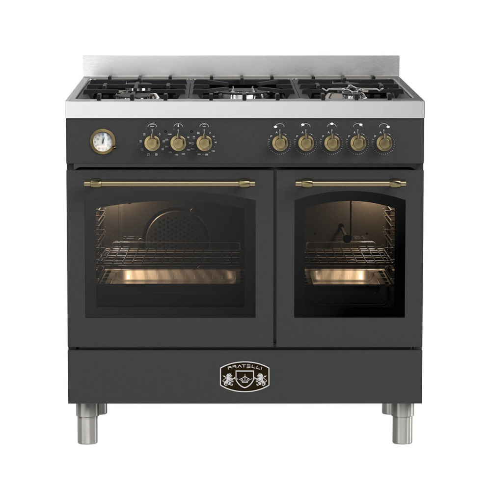 fratelli fro ve999dan product תנור כפול משולב כיריים 5 להבות גז Fratelli FRO-VE999DAN 90 ס"מ שחור ברונזה