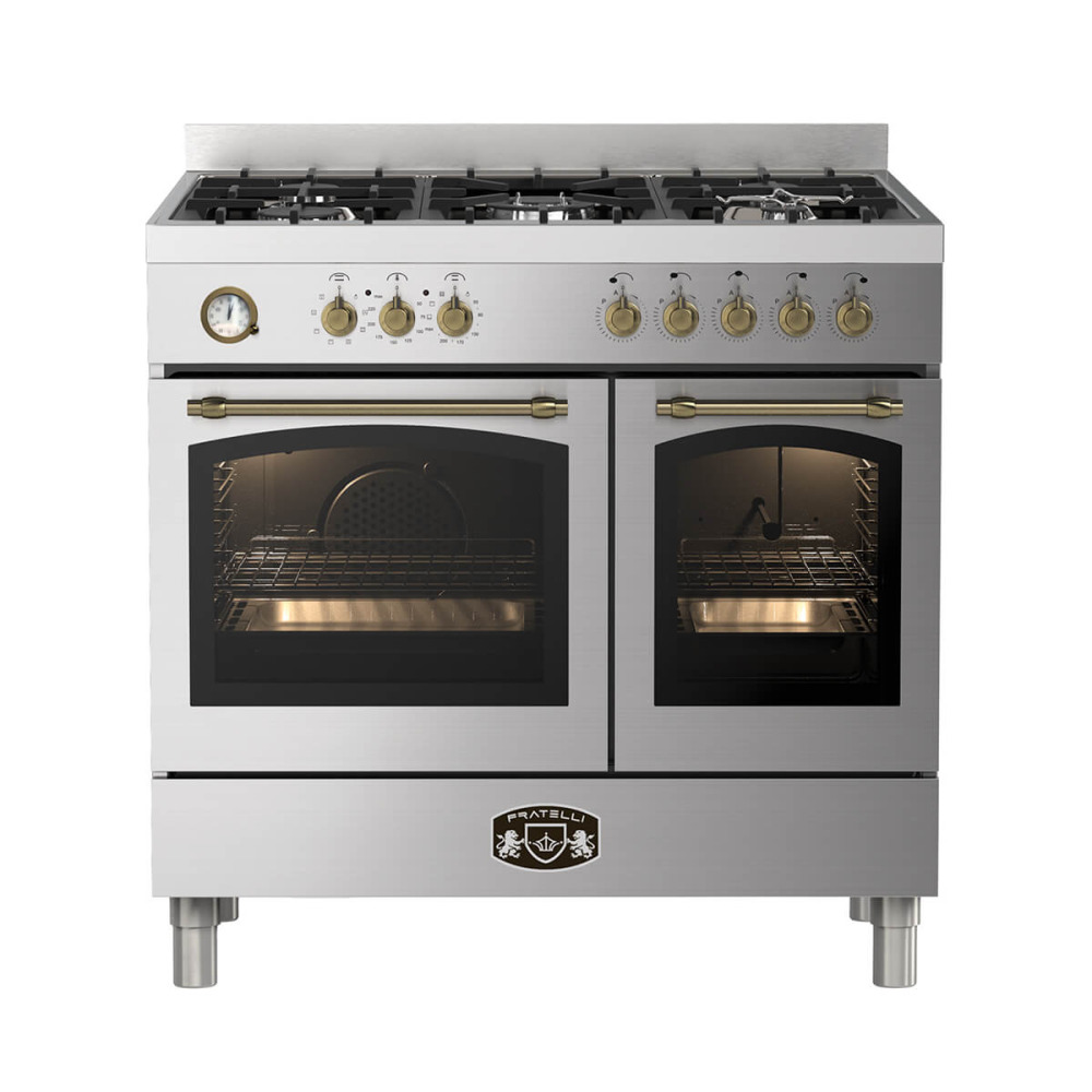 fratelli fro ve999dx product תנור כפול משולב כיריים גז 90 ס"מ Fratelli FRO-VE999DX נירוסטה ברונזה