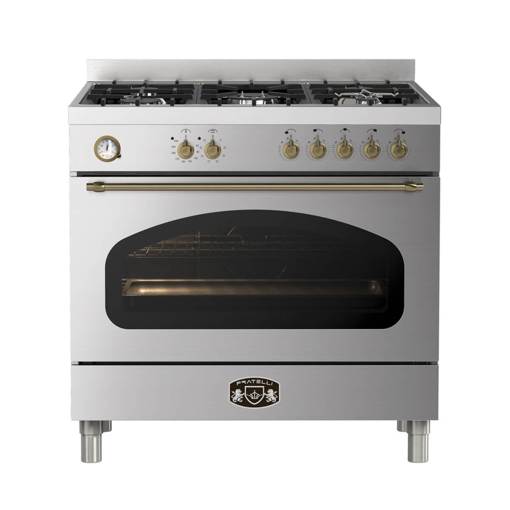 fratelli fro ve999x product תנור משולב כיריים גז Fratelli FRO-VE999X 90 ס"מ נירוסטה ברונזה