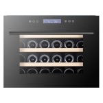 מקרר יין בנוי Fratelli FRRF-YC55B עם חזית שחורה ומדפי עץ