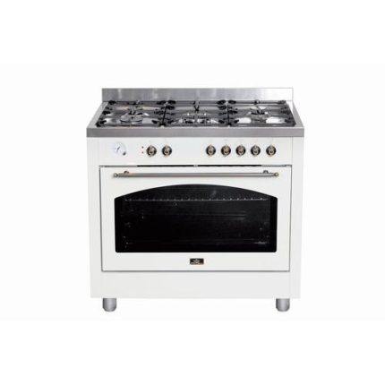 תנור משולב כיריים Fratelli PR999W לבן זהב 90 ס"מ עיצוב נוסטלגי