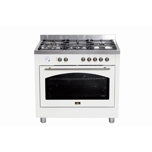 fratelli pr999w product תנור משולב כיריים Fratelli PR999W לבן זהב 90 ס"מ עיצוב נוסטלגי